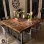 Reclaimed Industrial Square Dining Table, thumbnail 1 of 2