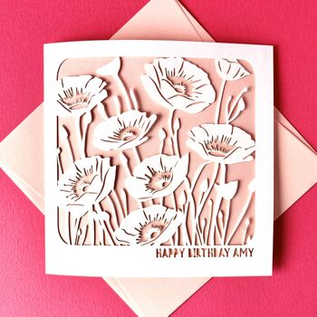 Personalised August Poppies Birth Flower Card, 3 of 4