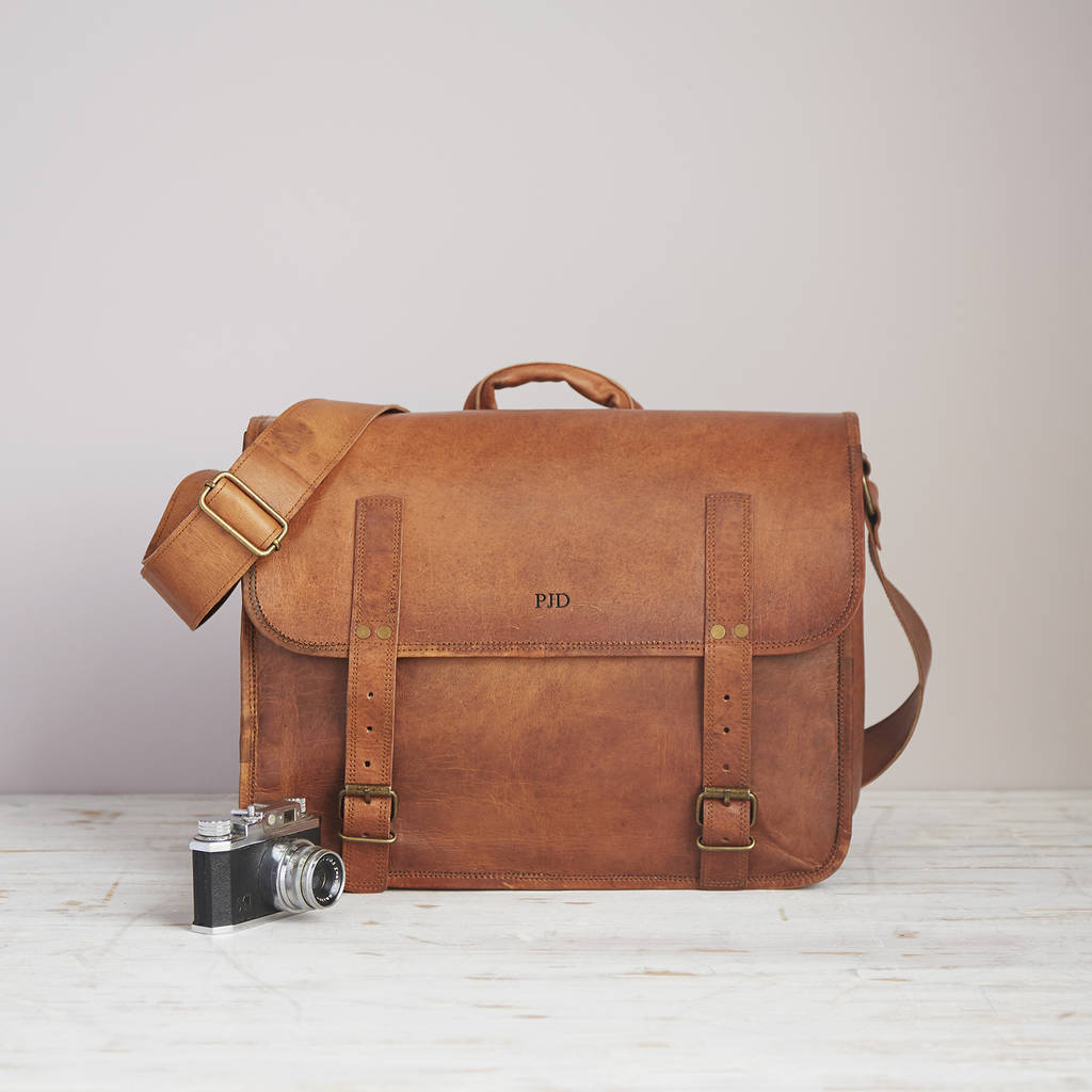 personalised leather camera bag by paper high | notonthehighstreet.com