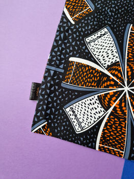 African Print Tote Bag | Grey Orange Deji Print, 2 of 6