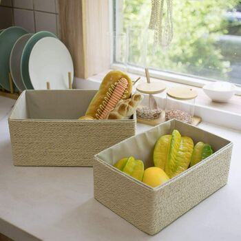 Pack Of Four Paper Rope Woven Storage Boxes, 8 of 10