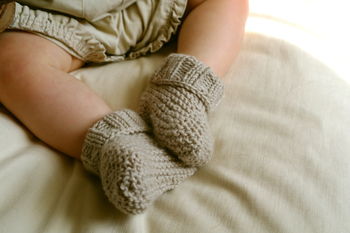 Pure Merino Baby Booties Beginner Knitting Kit, 5 of 8