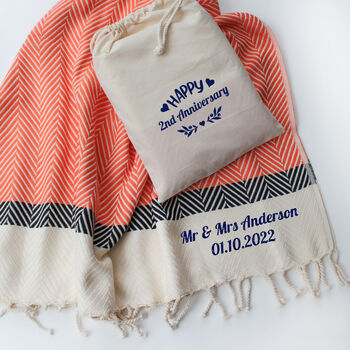 Personalised Cotton Throw, Cotton Anniversary Gift, 12 of 12