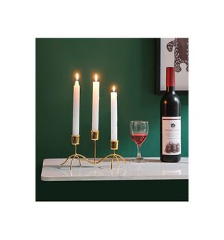 Three Arms Metal Candlestick Stand Taper Candle Holder, 2 of 5