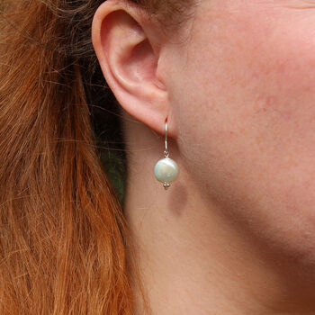 Freshwater Pearl Coin Dangle Earrings, 2 of 7