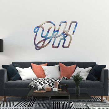 Modern Oh Yes Metal Wall Art Celebratory Design Art, 9 of 12