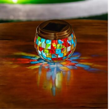 Solar Glass Lantern LED Mosaic Lighting Outdoor Decor, 2 of 12