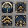 Deco Elegance In Blue Set Of Four Pu Leather Coasters, thumbnail 1 of 8