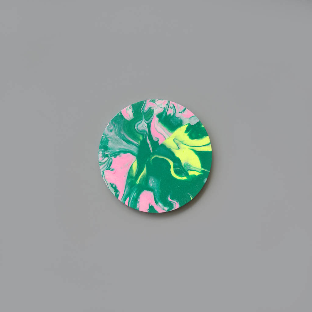 Green And Pink Marbled Coaster By Samantha Warren