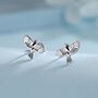 Enamel Magpie Bird Stud Earrings In Sterling Silver, thumbnail 1 of 12