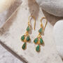 Emerald Carved Gemstone Gold Plated Silver Earrings, thumbnail 2 of 7