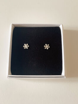 Sterling Silver Snowflake Stud Earrings, 7 of 7