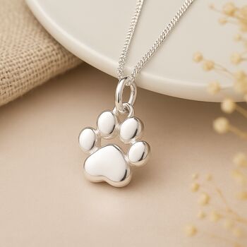Personalised Tiny Sterling Silver Paw Print Necklace For Girls, 2 of 12