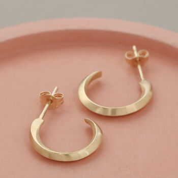 9ct Gold Curved Small Hoop Earrings, 6 of 12