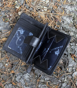 Women's Luxury Black Leather Tab Trifold Purse Rfid Protected Personsalised, 7 of 7