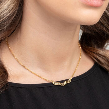Nami 18 K Gold Plated Wave Necklace, 2 of 5