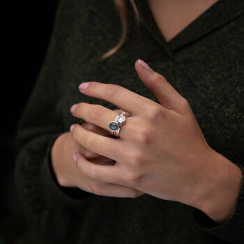 Labradorite, Rose Quartz And Moonstone Silver Stacking Rings, 2 of 7