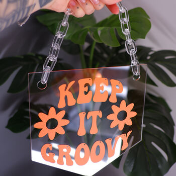 Keep It Groovy Clear Acrylic Banner With Acrylic Chain, 4 of 7
