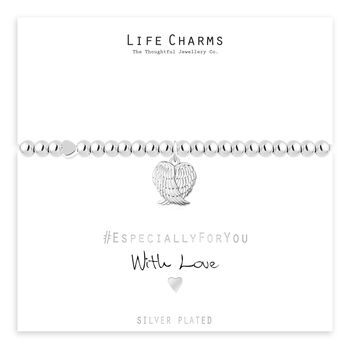 Merry Christmas Silver Angel Wings Heart Bracelet Gift, 3 of 4