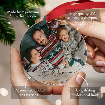 Personalised Family Christmas Photo Ornament 2025, 2 of 8
