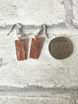 Copper Drop Earrings Handmade Recycled Copper, 3 of 5
