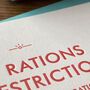 'No Rations' Letterpress Celebration Card, thumbnail 2 of 3