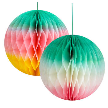 Two Rainbow Ombre Paper Honeycomb Decorations, 2 of 2
