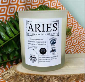 Personalised Aries Horoscope Star Sign Candle, 4 of 11