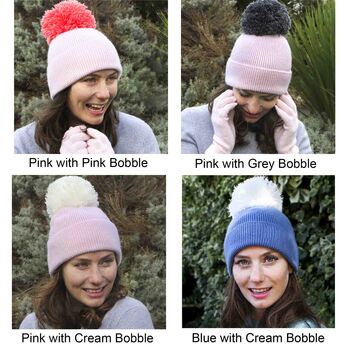 Soft Cashmere Women's Winter Pom Bobble Hat Gift Wrap, 8 of 8