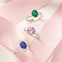 Emerald Oval Cut Three Stone Engagement Ring In Sterling Silver And Gold, thumbnail 6 of 12