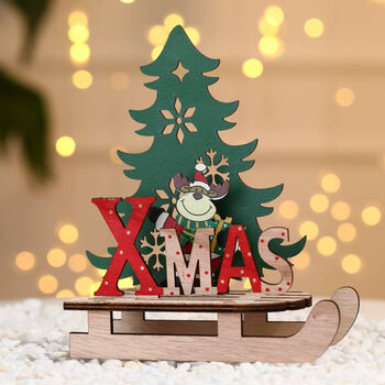 Diy Wooden Christmas Sled Ornament Decoration, 2 of 5