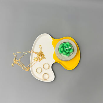 Two Tone Yellow And White Jewellery And Trinket Tray, 9 of 11