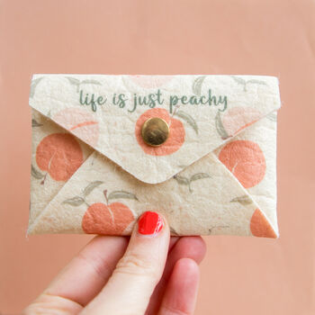 Personalised Pinatex Peaches Print Card Holder, 5 of 5