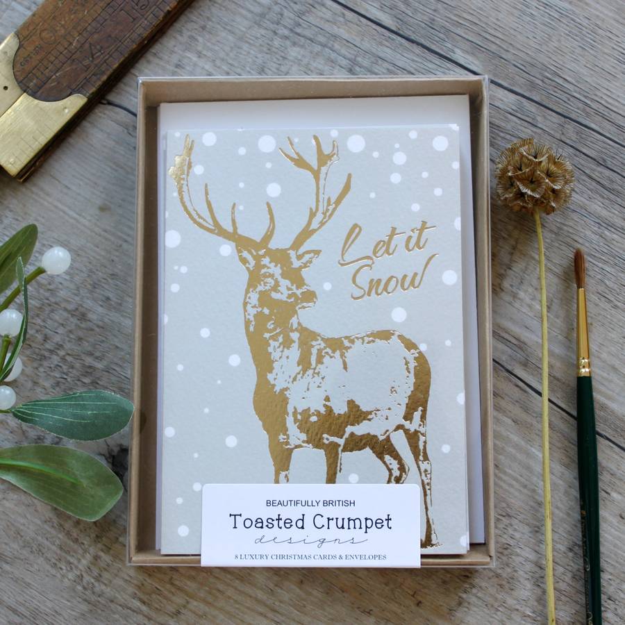 Boxed Set Of Luxury Foiled Christmas Cards By Toasted Crumpet Designs