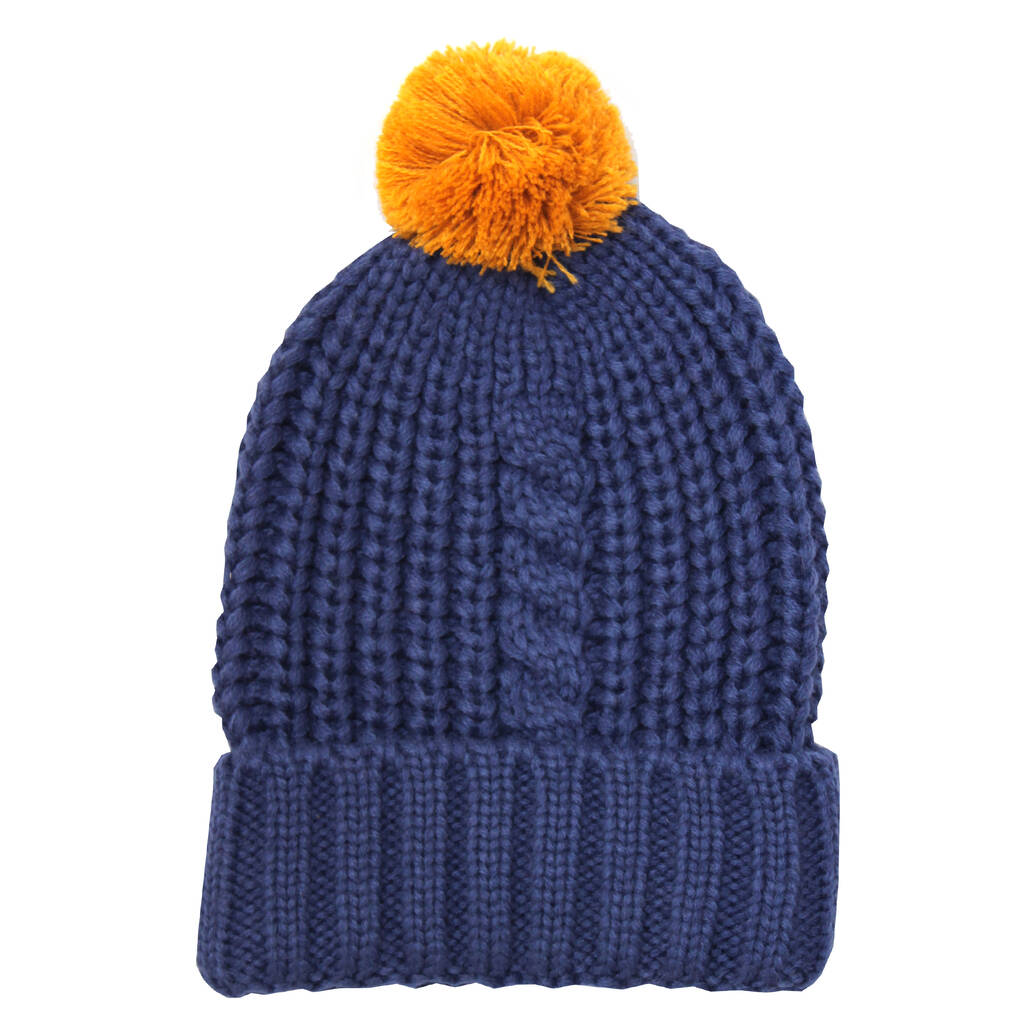 Navy Pom Pom Beanie By all things Brighton beautiful