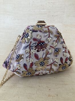 Purple Statement Handcrafted Floral Clutch Bag, 8 of 11