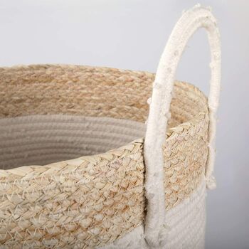 Corn Skin Laundry Storage Basket Two Tone White Beige, 3 of 4