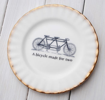 'A Bicycle Made For Two' Tandem Vintage China Plate, 3 of 4