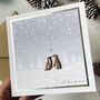 Penguin Couple Mistletoe Snowy Love Christmas Card, thumbnail 8 of 10
