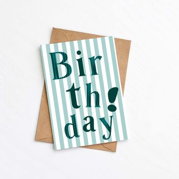 Green Striped Birthday Card, 2 of 2