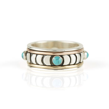 Moon Phase Turquoise Silver Spinning Ring, 2 of 8