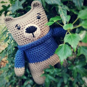 Handmade Chunky Crochet Square Bear Soft Toy, 3 of 5
