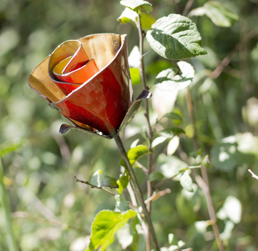 Red Rose Recycled Metal Garden Sculpture, 1 of 4