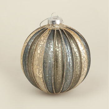 G Decor Glass Grey And Gold Mottled Christmas Baubles, 5 of 6