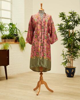 Vintage Pink Silk Blend Kimono Dressing Gown, 5 of 5