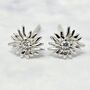 White Topaz April Daisy Sterling Silver Stud Earrings, thumbnail 1 of 5