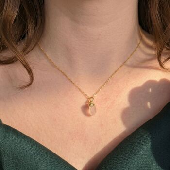 Raw Rose Quartz October Birthstone Crystal Necklace, 2 of 4