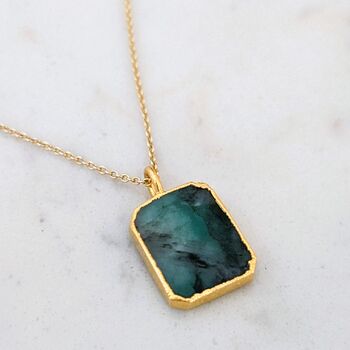 'The Rectangle' Emerald Necklace, 18ct Gold Plated, 4 of 9