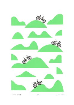 Mountain Cycling Screen Print In Retro Mint, 5 of 5