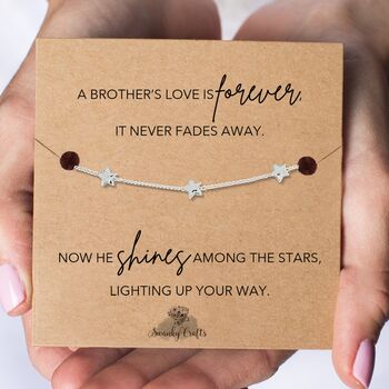 Loss Of Brother Gift With A Gold Plated Or Silver Plated Star Bracelet And Card, 3 of 4